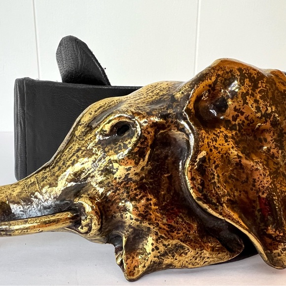 Vintage Elephant Buckle & Leather Belt Set of 2 - Picture 3 of 16